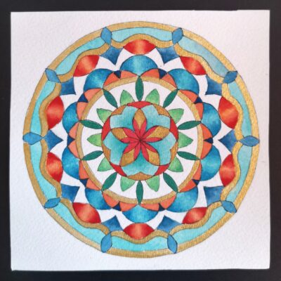 Mandala dell'evoluzione. Il disegno geometrico è vivace come ogni nuovo inizio