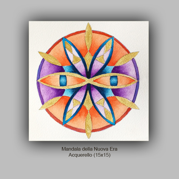 Mandala dell'evoluzione. Il disegno geometrico ha due grandi occhi dell'essere visionario