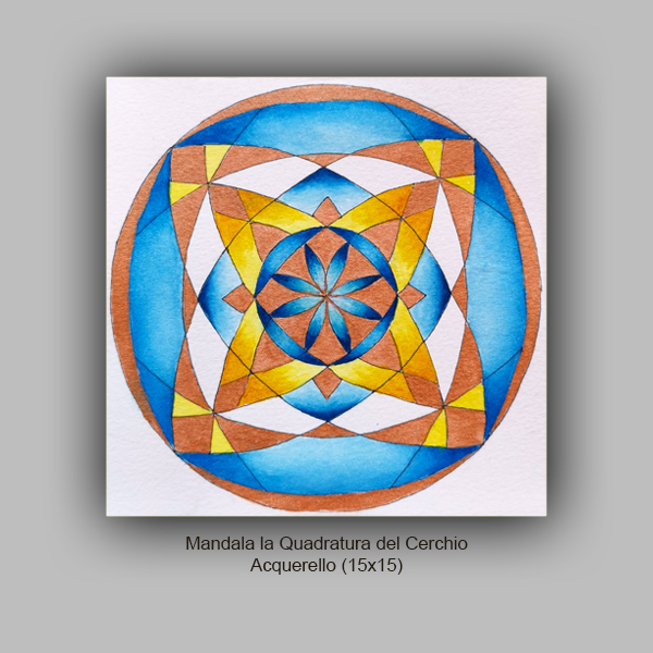 Mandala dell'evoluzione. Il disegno geometrico, un quadrato nel cerchio, invita a trovare la soluzione equilibrata per un problema complesso